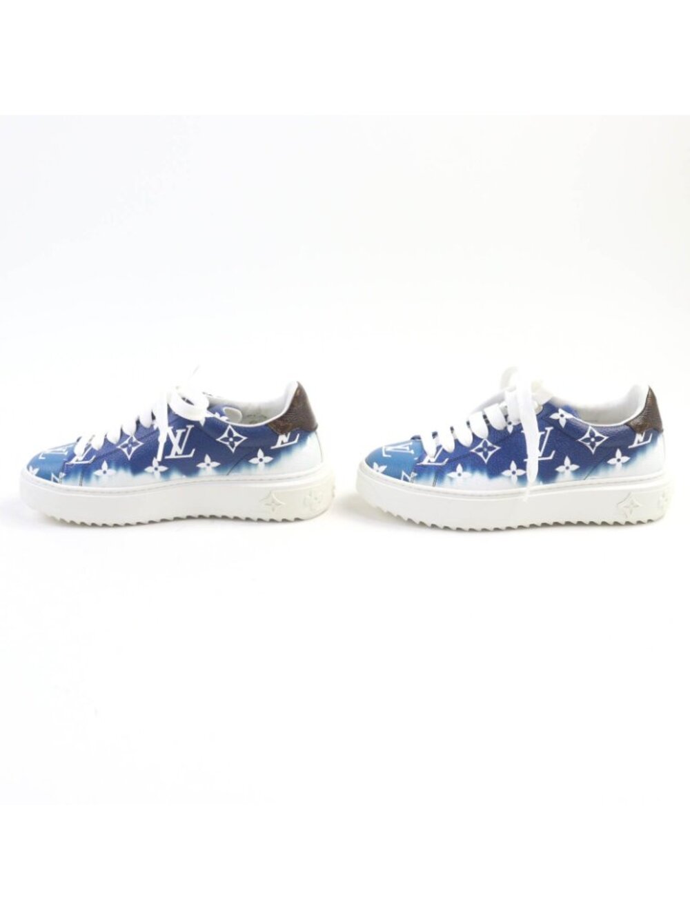 Louis Vuitton Time Out Line LV Escale Monogram Leather Sneakers Blue - Picture 2 of 14